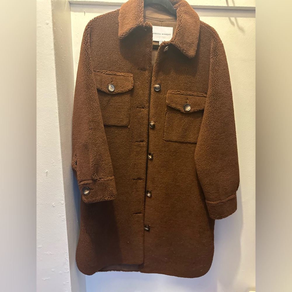 REBECCA MINKOFF Teddy Bear Wool Coat (Chocolate Brown) - 50% off retail